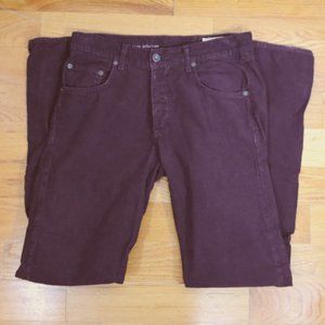 Rag & Bone size 30 Pants Burgundy Corduroy Button Fly Slim Straight Mid Rise